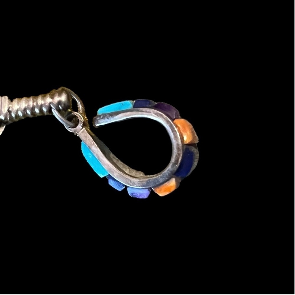 Vintage Christin Wolf feather stone inlay sterling silver pendant. 30+ years old - Picture 15 of 16